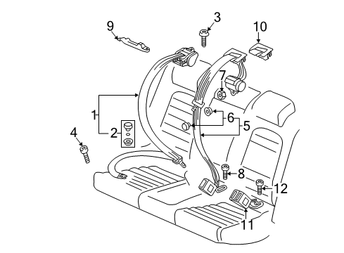 2014 Volkswagen CC Rear Seat Belts Diagram