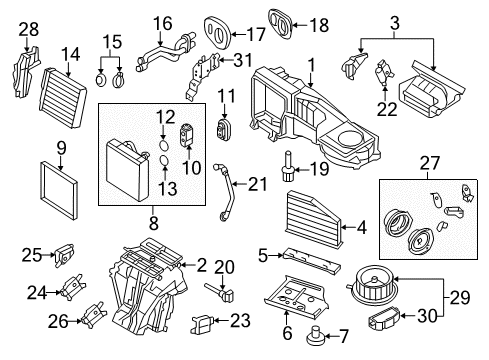 2017 Volkswagen CC A/C Evaporator & Heater Components Diagram