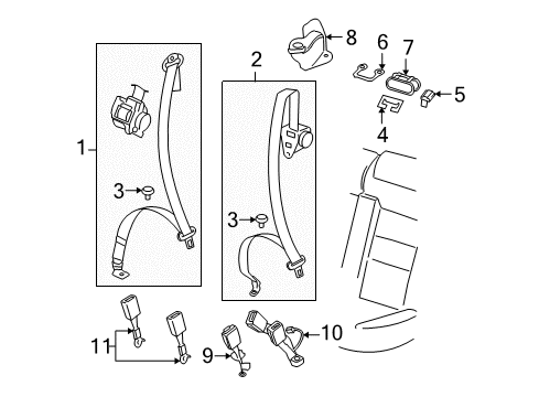 2004 Volkswagen Phaeton Rear Seat Belts Diagram