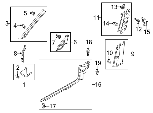 2017 Volkswagen GTI Windshield Pillar Trim Diagram for 5GM-867-233-E-ZB5