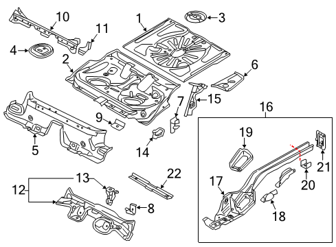 2016 Volkswagen Golf R Rear Floor & Rails