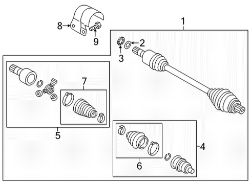 2025 Volkswagen Atlas Drive Axles - Front Diagram 2