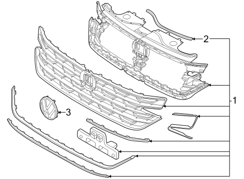 2025 Volkswagen Atlas Grille & Components Diagram 3