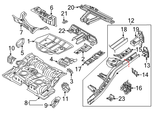 2014 Volkswagen Touareg Rear Floor & Rails Diagram 2