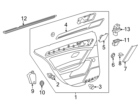 2021 Volkswagen GTI Interior Trim - Rear Door Diagram