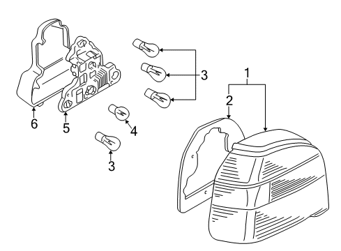 2000 Volkswagen Cabrio Combination Lamps Diagram