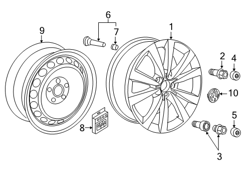 2013 Volkswagen Beetle Wheel Covers & Trim Diagram 3