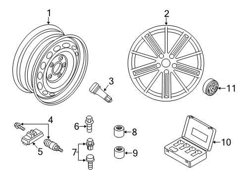 2011 Volkswagen Tiguan Wheel Covers & Trim Diagram 2