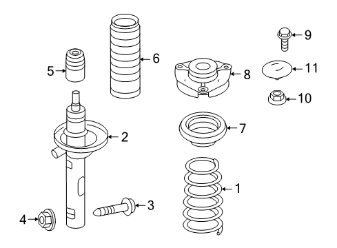 2010 Volkswagen Golf Struts & Suspension Components - Front Diagram