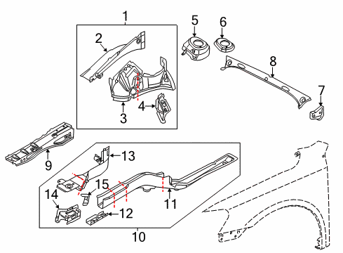2014 Volkswagen Passat Structural Components & Rails Diagram