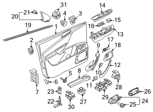 2010 Volkswagen Passat Interior Trim - Front Door Diagram