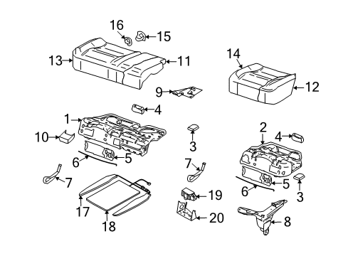 2006 Volkswagen Touareg Rear Seat Components Diagram 2