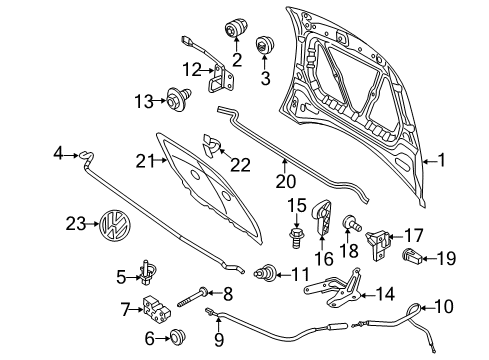 2018 Volkswagen Beetle Exterior Trim - Hood Diagram 2