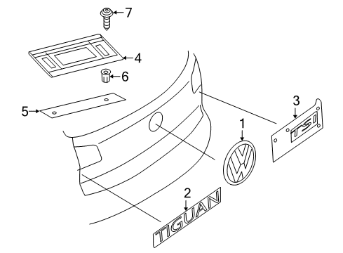 2021 Volkswagen Tiguan Exterior Trim - Lift Gate Diagram