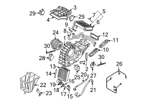 2005 Volkswagen Touareg A/C Evaporator & Heater Components Diagram 2