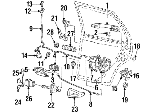 1994 Volkswagen Golf Rear Door - Lock & Hardware Diagram