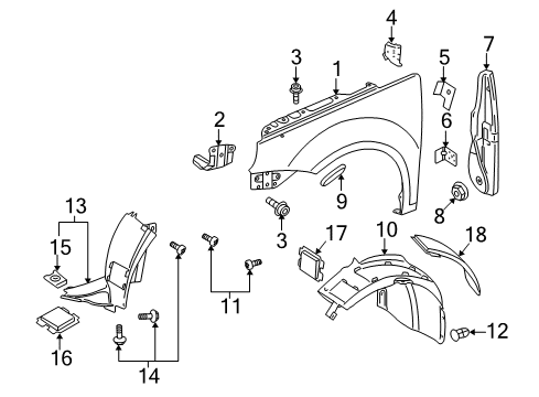 2009 Volkswagen Eos Fender & Components Diagram