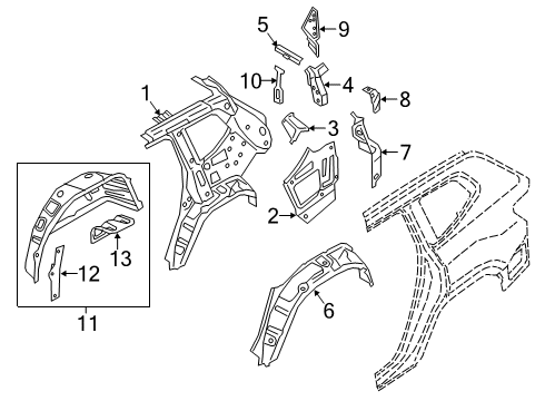 2022 Volkswagen Atlas Inner Structure - Quarter Panel Diagram