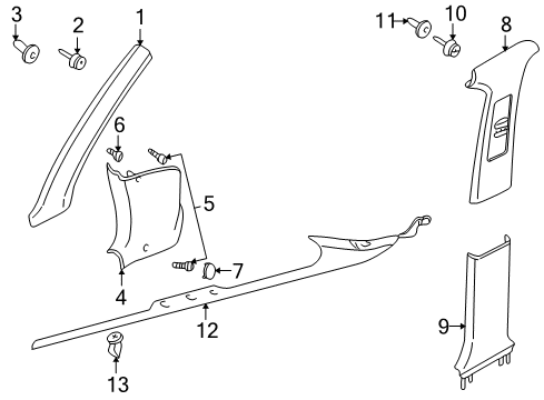 2000 Volkswagen Passat Interior Trim - Pillars Diagram 2