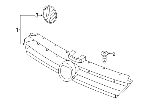 2017 Volkswagen Golf Grille & Components Diagram