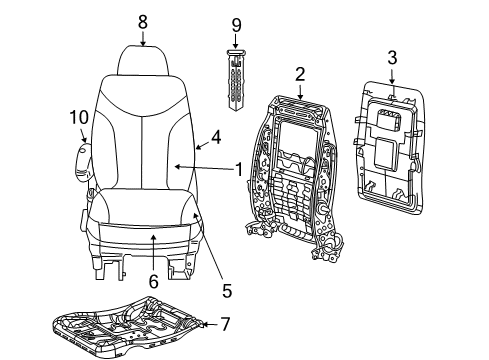 2009 Volkswagen Routan Front Seat Components Diagram 2