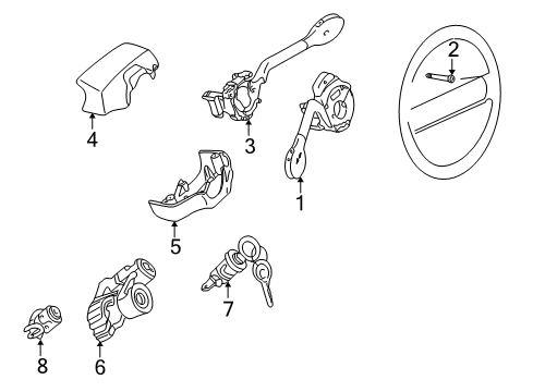 2000 Volkswagen Cabrio Shroud, Switches & Levers Diagram
