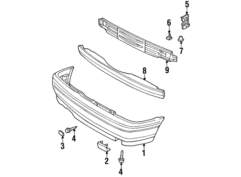 1995 Volkswagen Cabrio Bumper & Components - Rear Diagram
