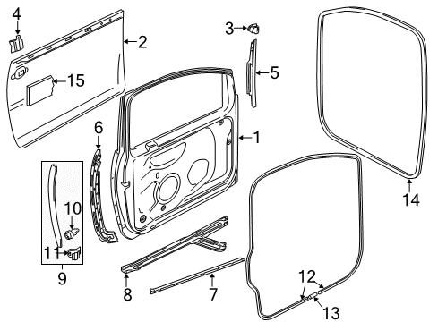 2001 Volkswagen Golf Door & Components Diagram 2