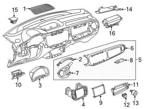 2018 Volkswagen Beetle Instrument Panel Components Diagram 3