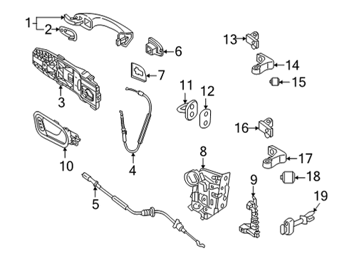 2022 Volkswagen Taos Rear Door - Lock & Hardware Diagram