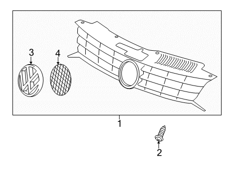 2012 Volkswagen Eos Grille & Components Diagram