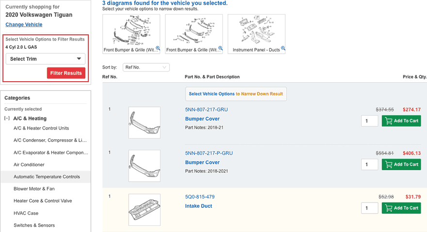 The part I'm looking for has multiple listings, what do I do?